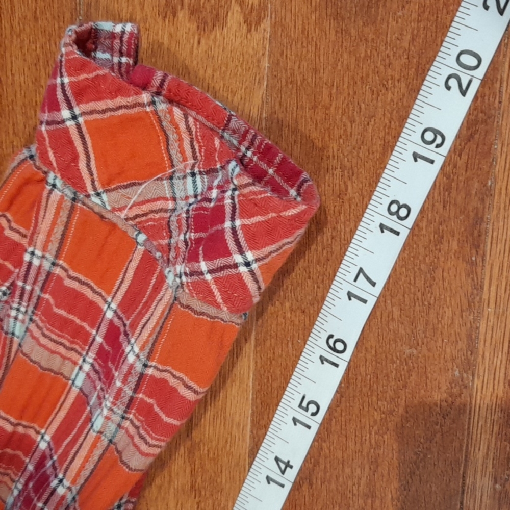 Dickies Orange Red Plaid Flannel Button Down Shirt Women’s Size L - Picture 11 of 11